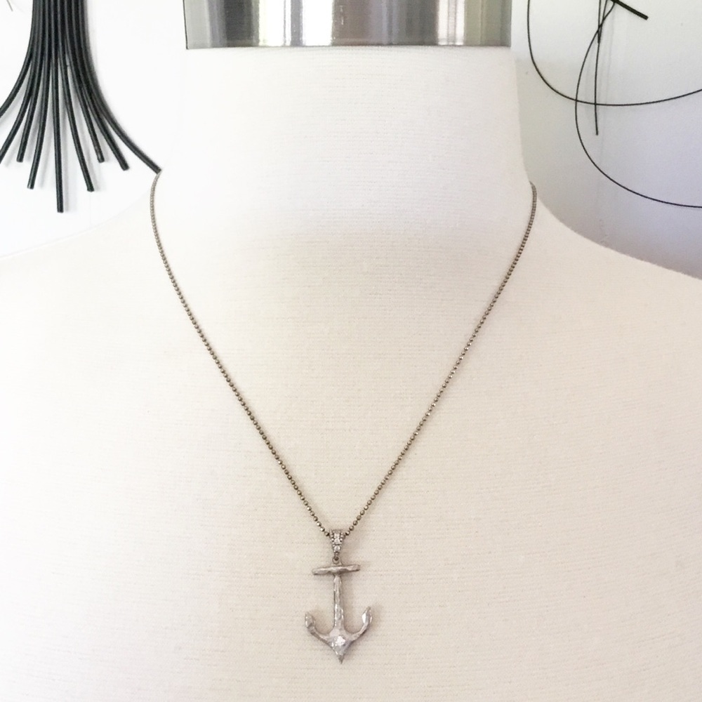 Sterling Silver Anchor Necklace Marked 925